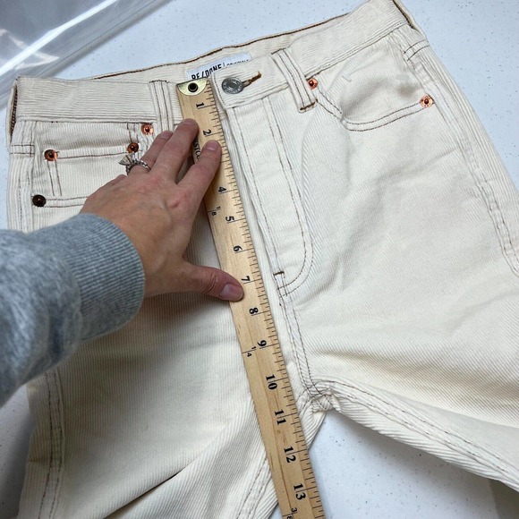 Re/Done Originals Womens Skinny Jeans 26 High-Rise Off White Corduroy Button Fly - Picture 11 of 14